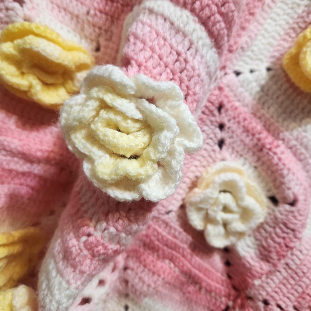 Pink and Yellow Floral Poncho - Picture 6 of 9